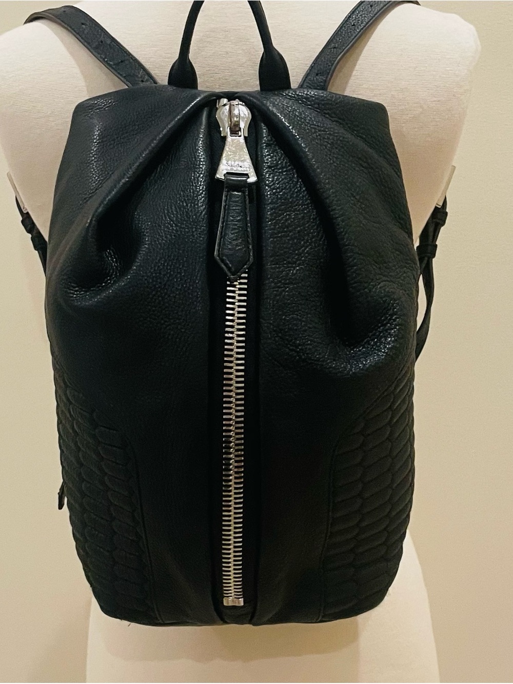 Aimee Kestenberg black Leather Backpack with Silver Hardware